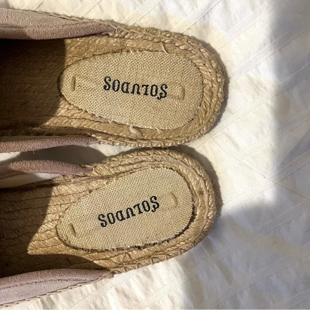 Soludos Peony Pink Suede Tassel Espadrille Mule Slip-On Flats Sandals 7